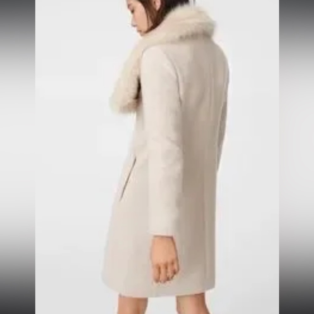 Cream wool coat with faux fur SZ L Club Monaco - Picture 2 of 7